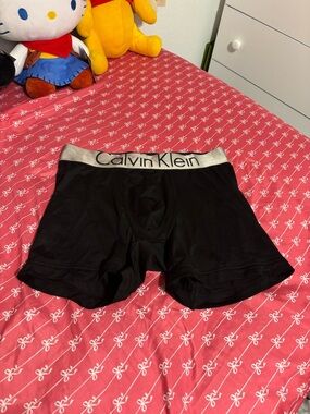 Calvin Klein Black Boxer Briefs with Silver Waistband Logo